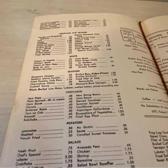 The Shoreham’s Palladian Room Menu Washington DC Vintage 1940-1950 Acceptable - Picture 7 of 9